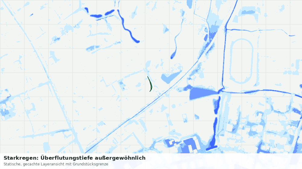 Statische Kartenansicht: Starkregen: Überflutungstiefe außergewöhnlich