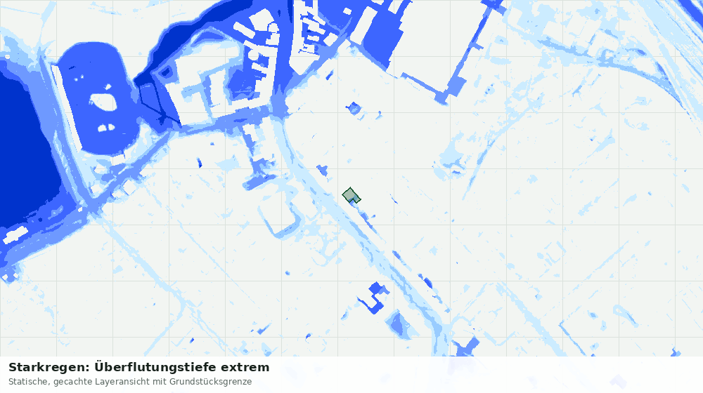 Statische Kartenansicht: Starkregen: Überflutungstiefe extrem