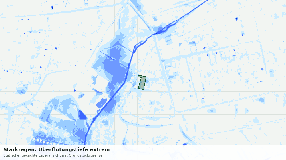 Statische Kartenansicht: Starkregen: Überflutungstiefe extrem