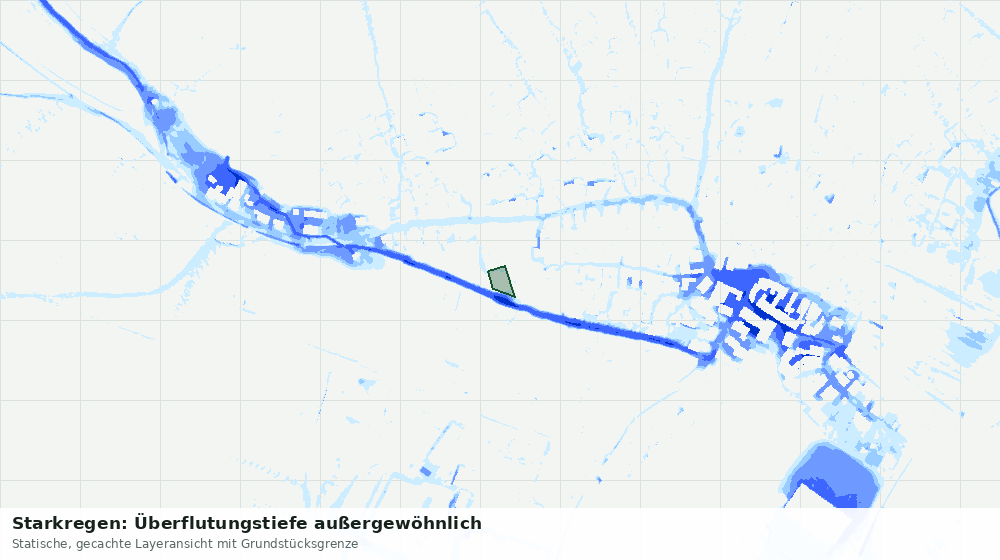 Statische Kartenansicht: Starkregen: Überflutungstiefe außergewöhnlich