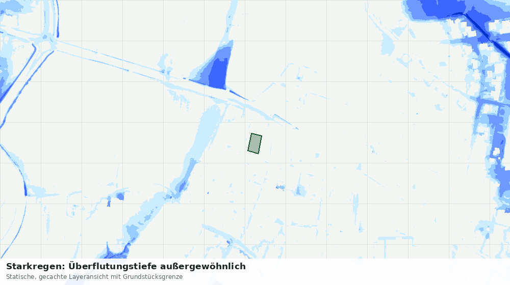 Statische Kartenansicht: Starkregen: Überflutungstiefe außergewöhnlich