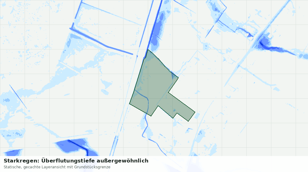 Statische Kartenansicht: Starkregen: Überflutungstiefe außergewöhnlich