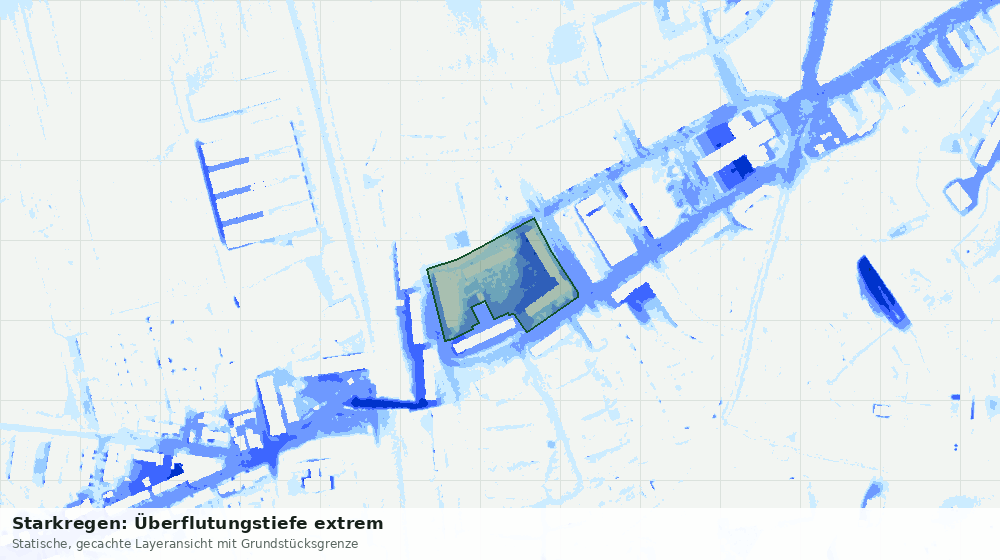 Statische Kartenansicht: Starkregen: Überflutungstiefe extrem