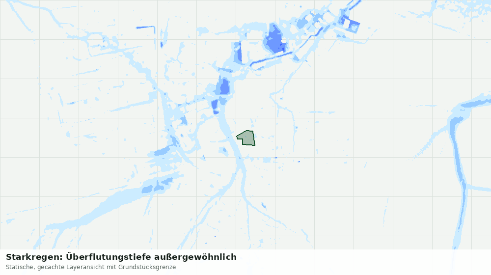 Statische Kartenansicht: Starkregen: Überflutungstiefe außergewöhnlich
