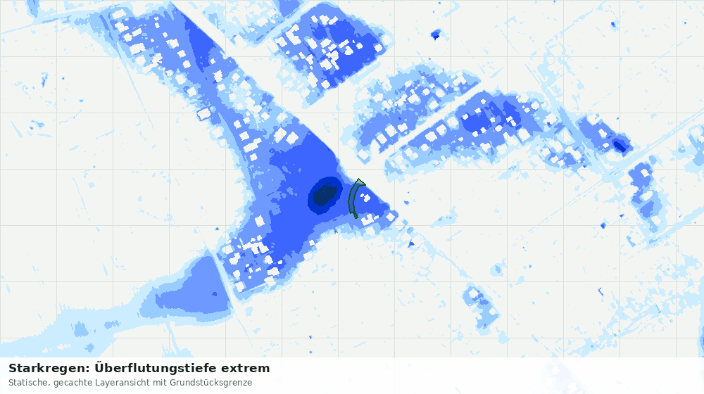Statische Kartenansicht: Starkregen: Überflutungstiefe extrem