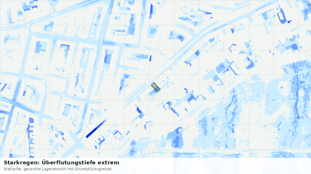 Statische Kartenansicht: Starkregen: Überflutungstiefe extrem