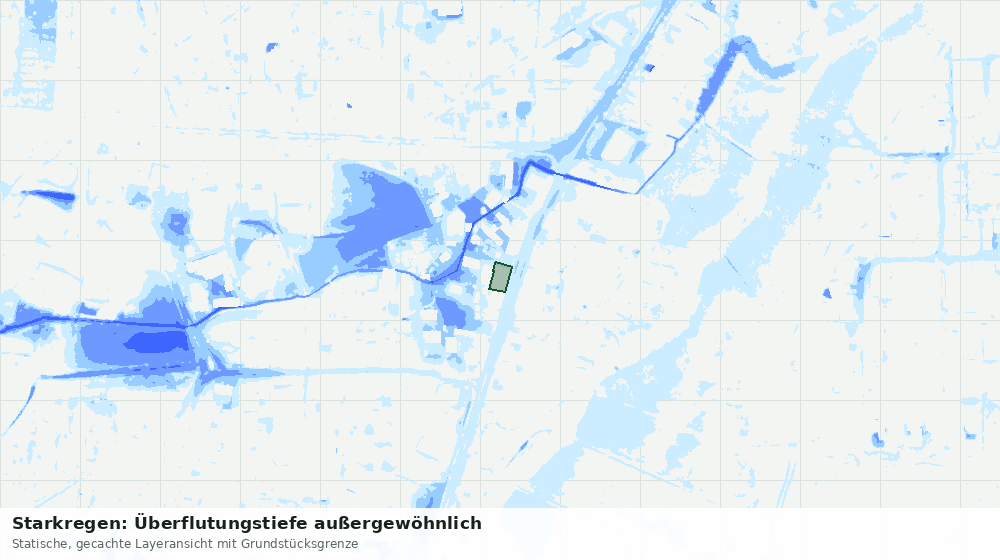 Statische Kartenansicht: Starkregen: Überflutungstiefe außergewöhnlich