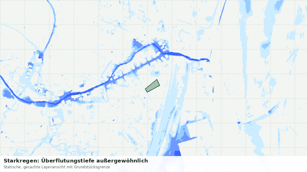 Statische Kartenansicht: Starkregen: Überflutungstiefe außergewöhnlich