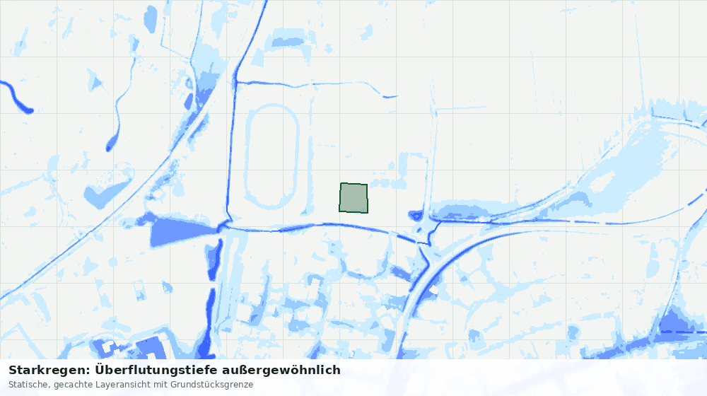 Statische Kartenansicht: Starkregen: Überflutungstiefe außergewöhnlich