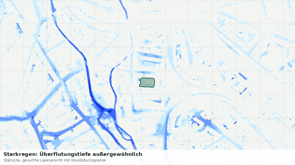 Statische Kartenansicht: Starkregen: Überflutungstiefe außergewöhnlich