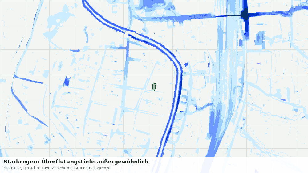 Statische Kartenansicht: Starkregen: Überflutungstiefe außergewöhnlich