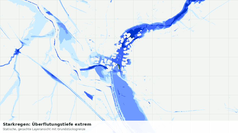 Statische Kartenansicht: Starkregen: Überflutungstiefe extrem
