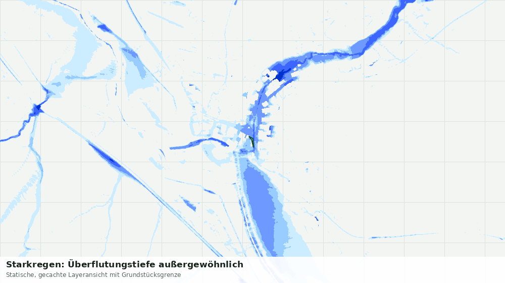 Statische Kartenansicht: Starkregen: Überflutungstiefe außergewöhnlich