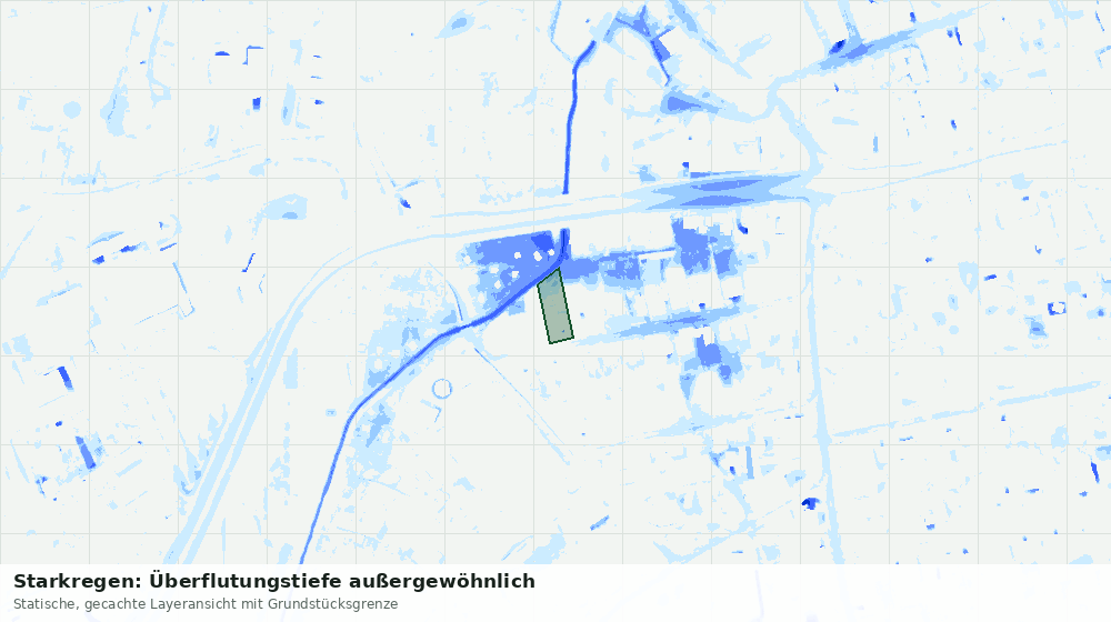 Statische Kartenansicht: Starkregen: Überflutungstiefe außergewöhnlich