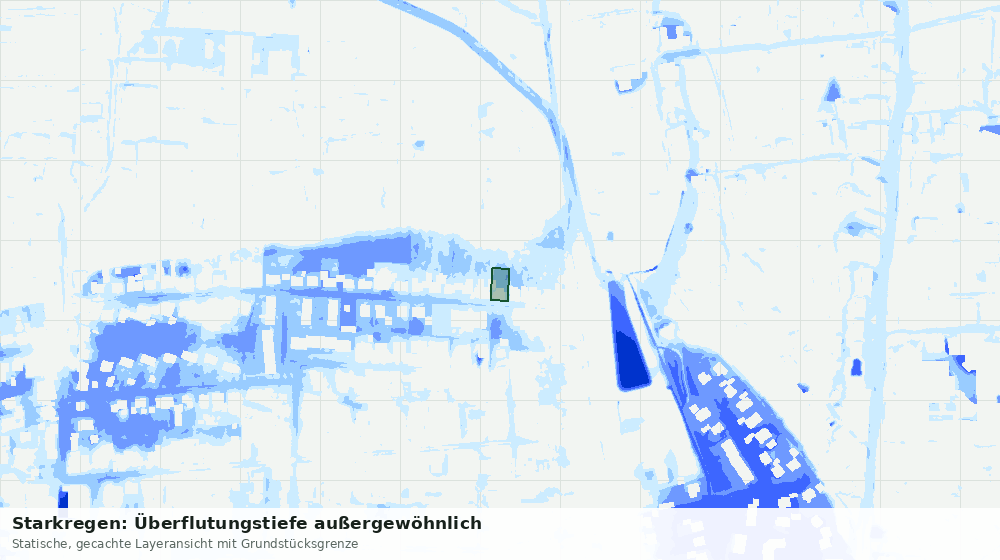 Statische Kartenansicht: Starkregen: Überflutungstiefe außergewöhnlich