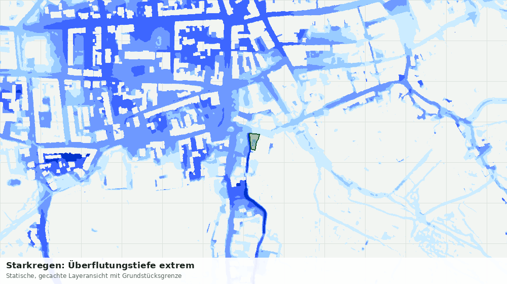 Statische Kartenansicht: Starkregen: Überflutungstiefe extrem