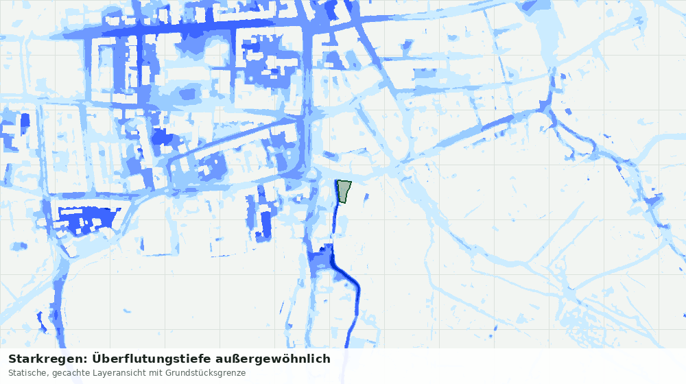 Statische Kartenansicht: Starkregen: Überflutungstiefe außergewöhnlich