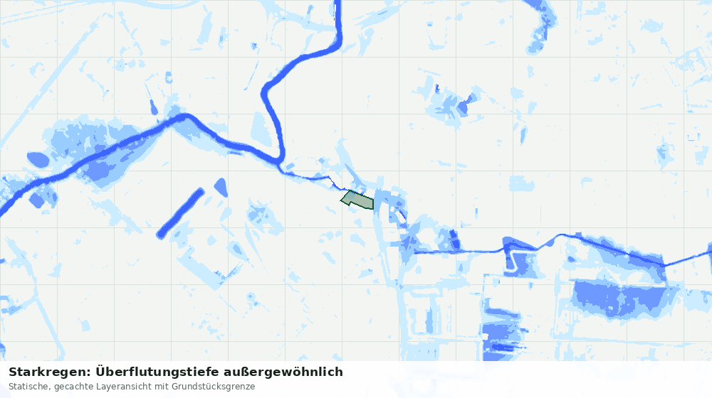 Statische Kartenansicht: Starkregen: Überflutungstiefe außergewöhnlich