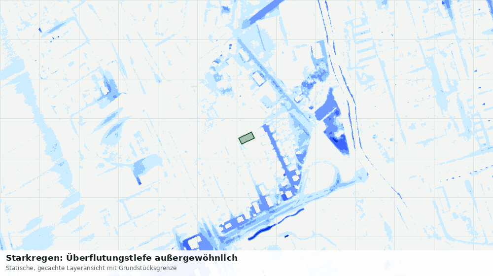 Statische Kartenansicht: Starkregen: Überflutungstiefe außergewöhnlich