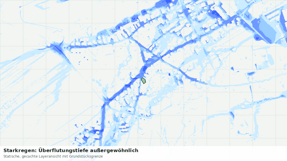 Statische Kartenansicht: Starkregen: Überflutungstiefe außergewöhnlich