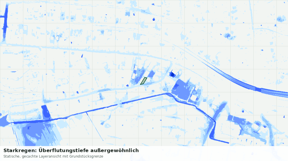 Statische Kartenansicht: Starkregen: Überflutungstiefe außergewöhnlich