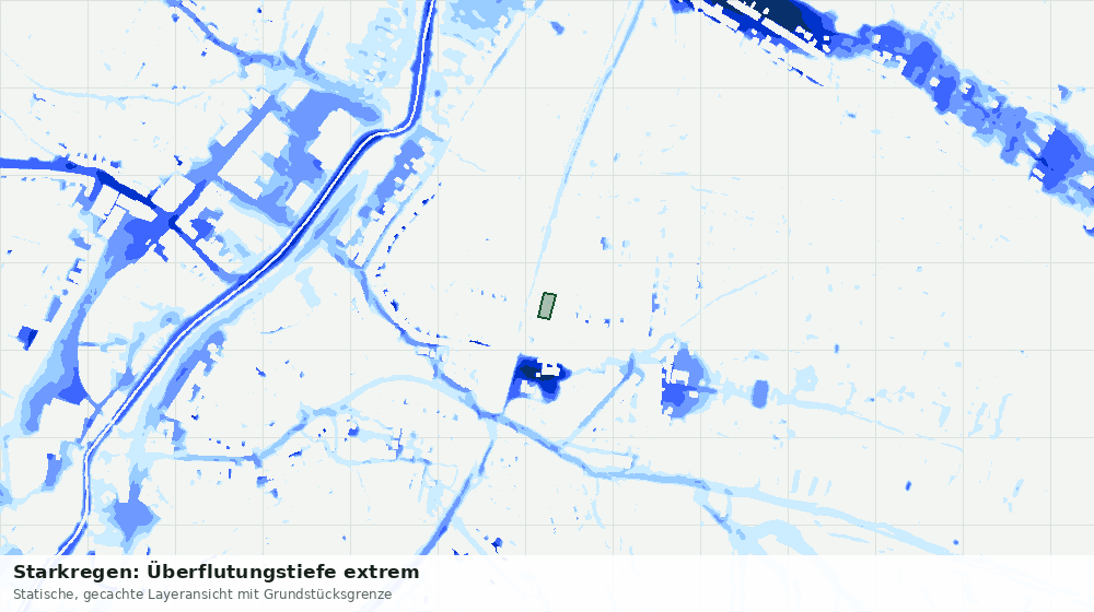 Statische Kartenansicht: Starkregen: Überflutungstiefe extrem