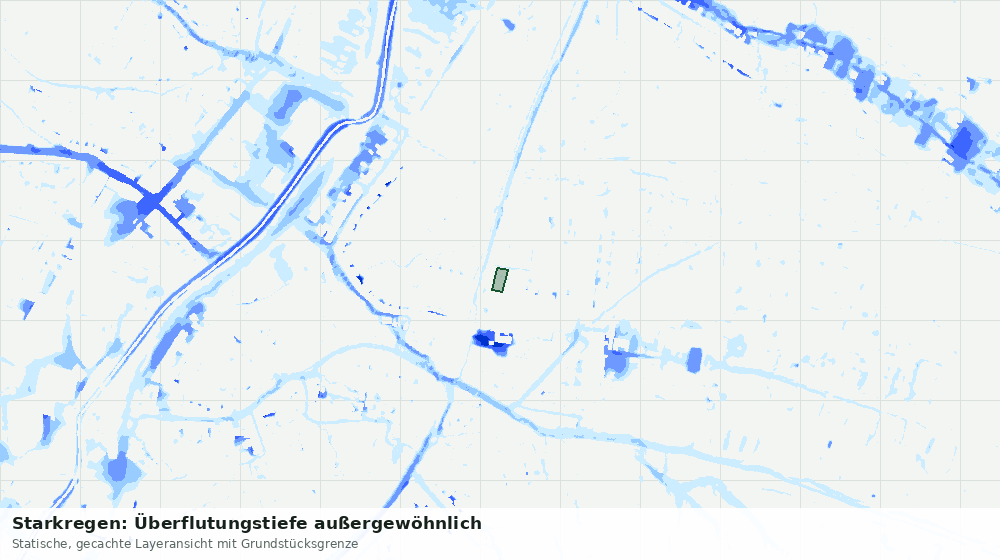 Statische Kartenansicht: Starkregen: Überflutungstiefe außergewöhnlich
