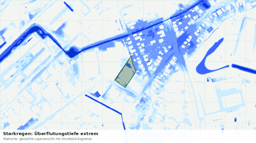 Statische Kartenansicht: Starkregen: Überflutungstiefe extrem