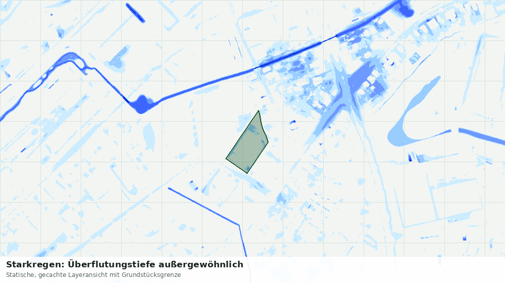 Statische Kartenansicht: Starkregen: Überflutungstiefe außergewöhnlich