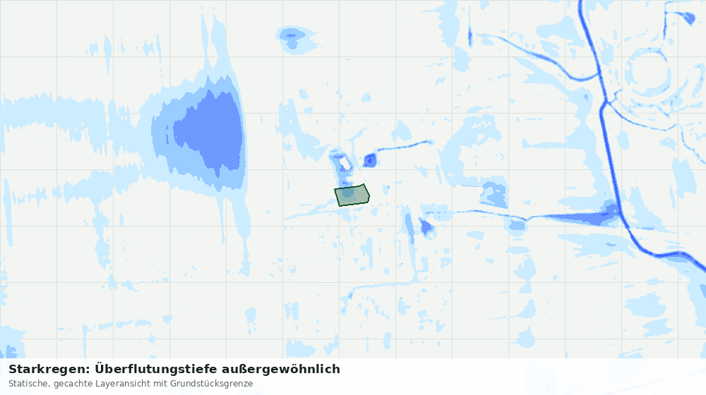 Statische Kartenansicht: Starkregen: Überflutungstiefe außergewöhnlich