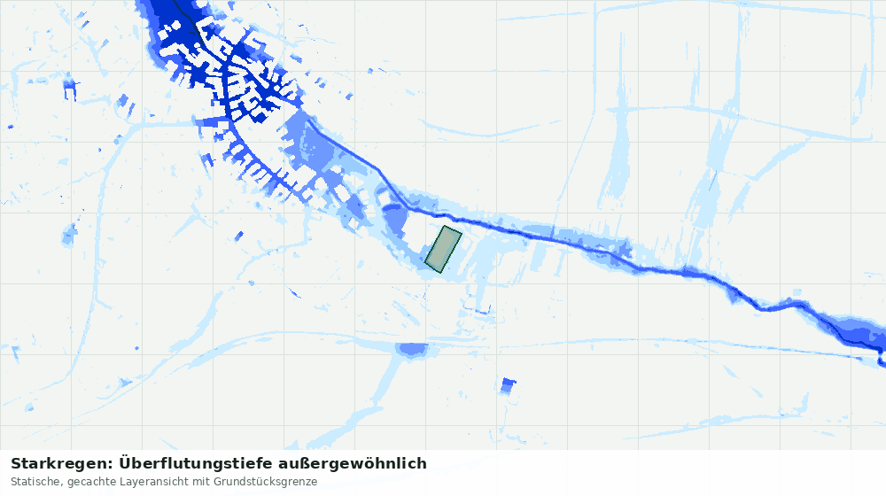Statische Kartenansicht: Starkregen: Überflutungstiefe außergewöhnlich