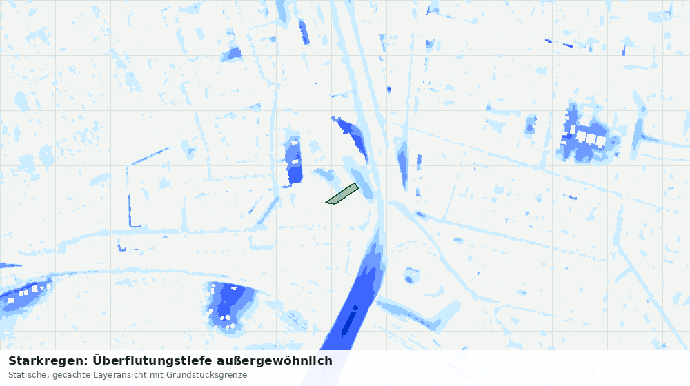 Statische Kartenansicht: Starkregen: Überflutungstiefe außergewöhnlich