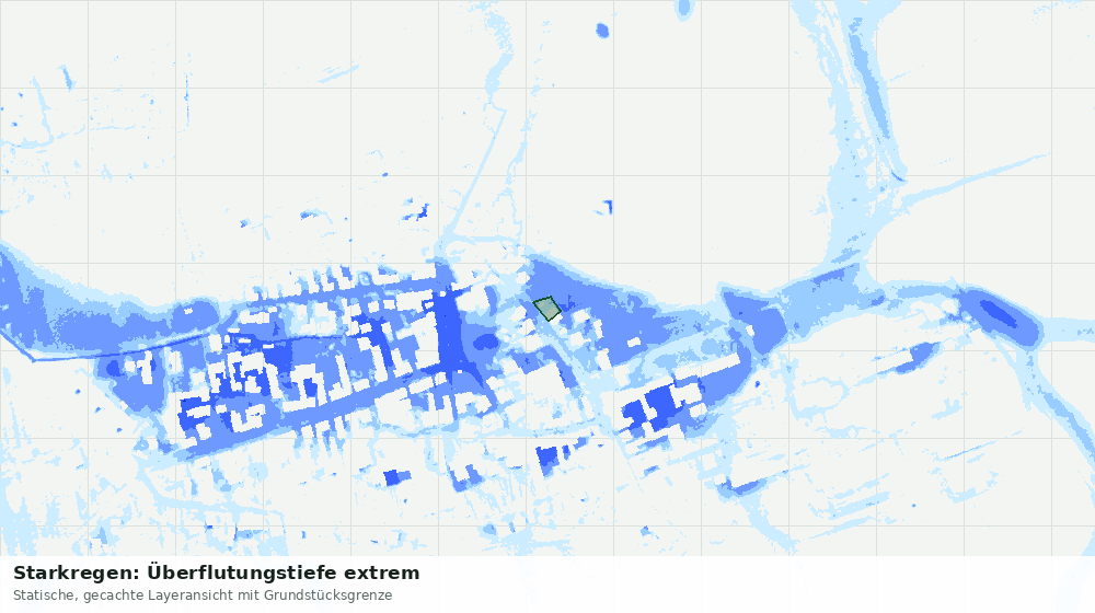 Statische Kartenansicht: Starkregen: Überflutungstiefe extrem