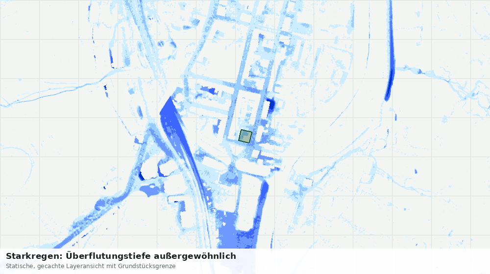 Statische Kartenansicht: Starkregen: Überflutungstiefe außergewöhnlich