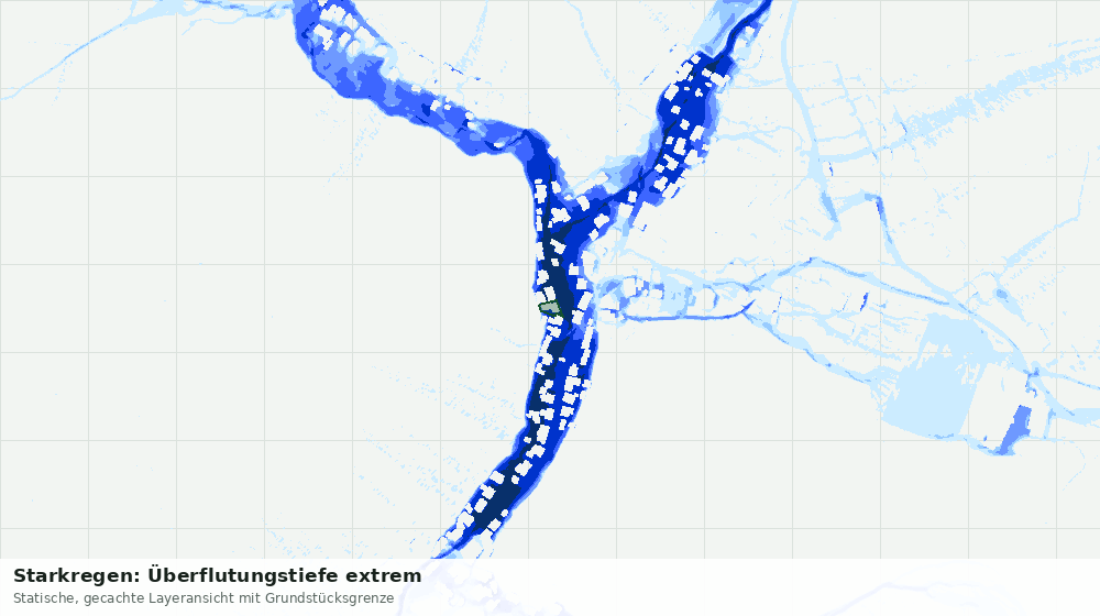 Statische Kartenansicht: Starkregen: Überflutungstiefe extrem