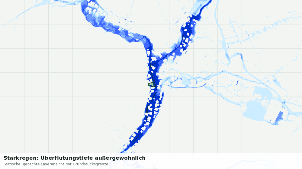 Statische Kartenansicht: Starkregen: Überflutungstiefe außergewöhnlich