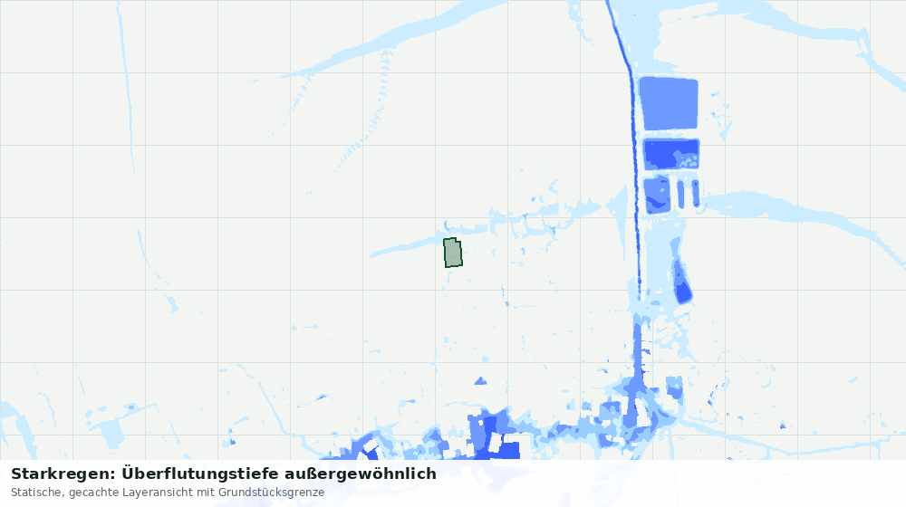 Statische Kartenansicht: Starkregen: Überflutungstiefe außergewöhnlich