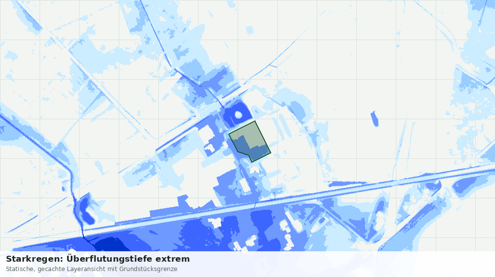 Statische Kartenansicht: Starkregen: Überflutungstiefe extrem