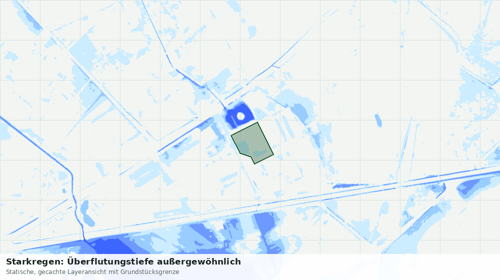 Statische Kartenansicht: Starkregen: Überflutungstiefe außergewöhnlich