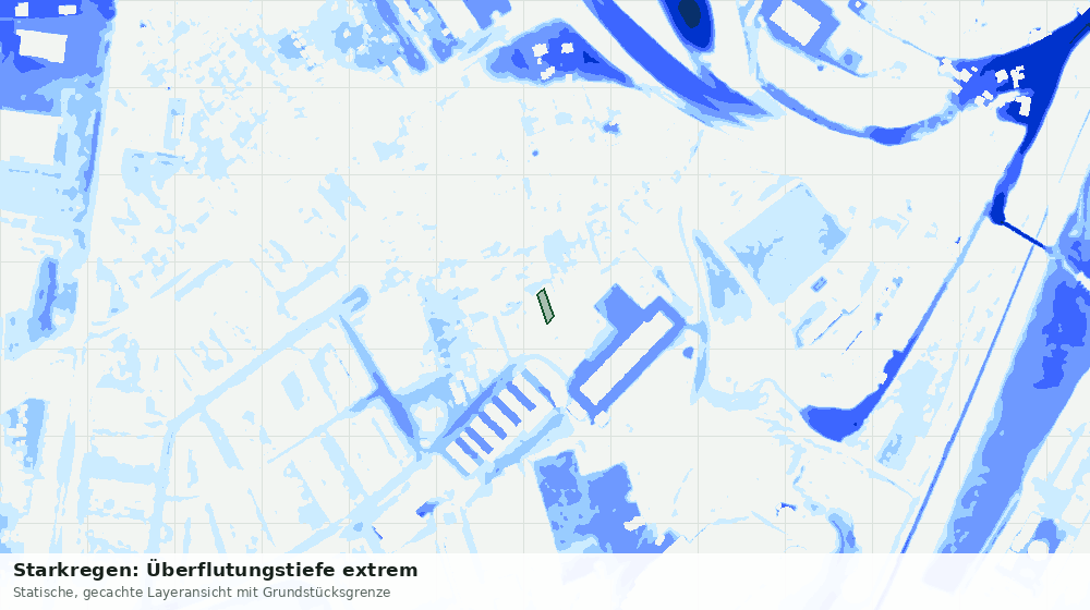 Statische Kartenansicht: Starkregen: Überflutungstiefe extrem