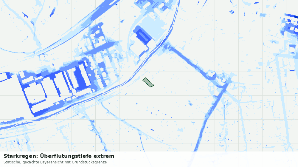 Statische Kartenansicht: Starkregen: Überflutungstiefe extrem