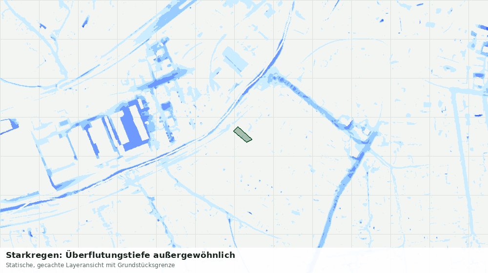 Statische Kartenansicht: Starkregen: Überflutungstiefe außergewöhnlich