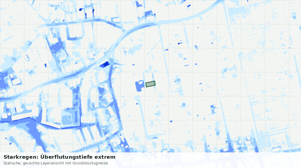 Statische Kartenansicht: Starkregen: Überflutungstiefe extrem