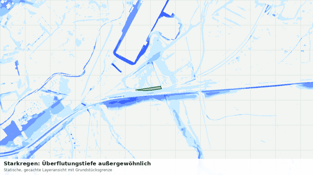 Statische Kartenansicht: Starkregen: Überflutungstiefe außergewöhnlich