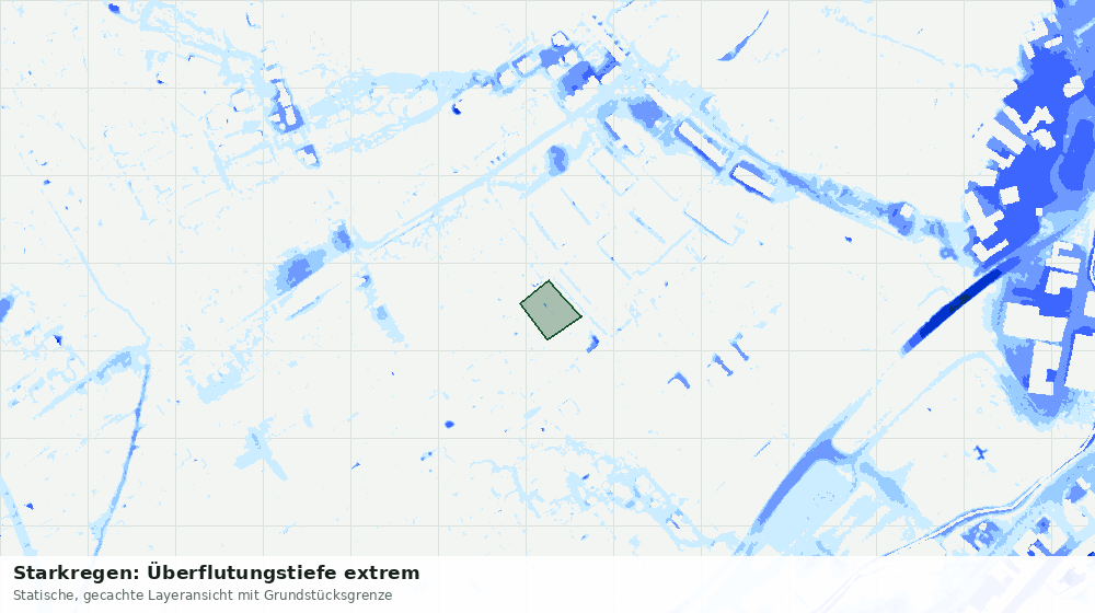 Statische Kartenansicht: Starkregen: Überflutungstiefe extrem