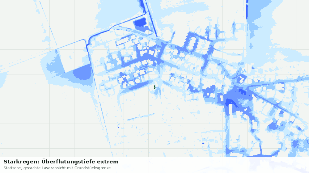 Statische Kartenansicht: Starkregen: Überflutungstiefe extrem