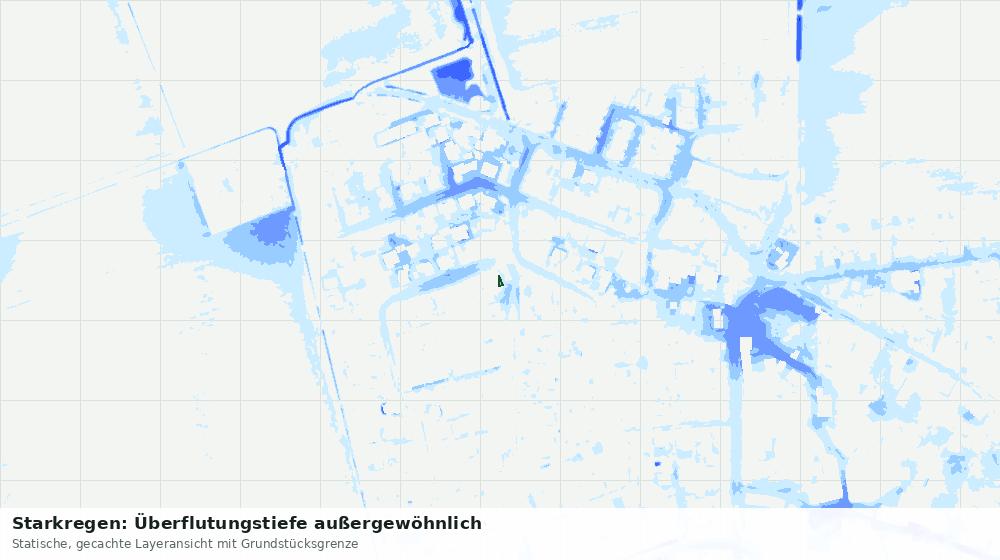 Statische Kartenansicht: Starkregen: Überflutungstiefe außergewöhnlich