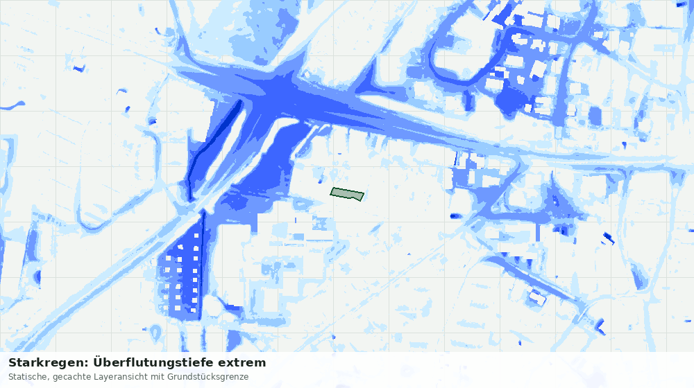 Statische Kartenansicht: Starkregen: Überflutungstiefe extrem