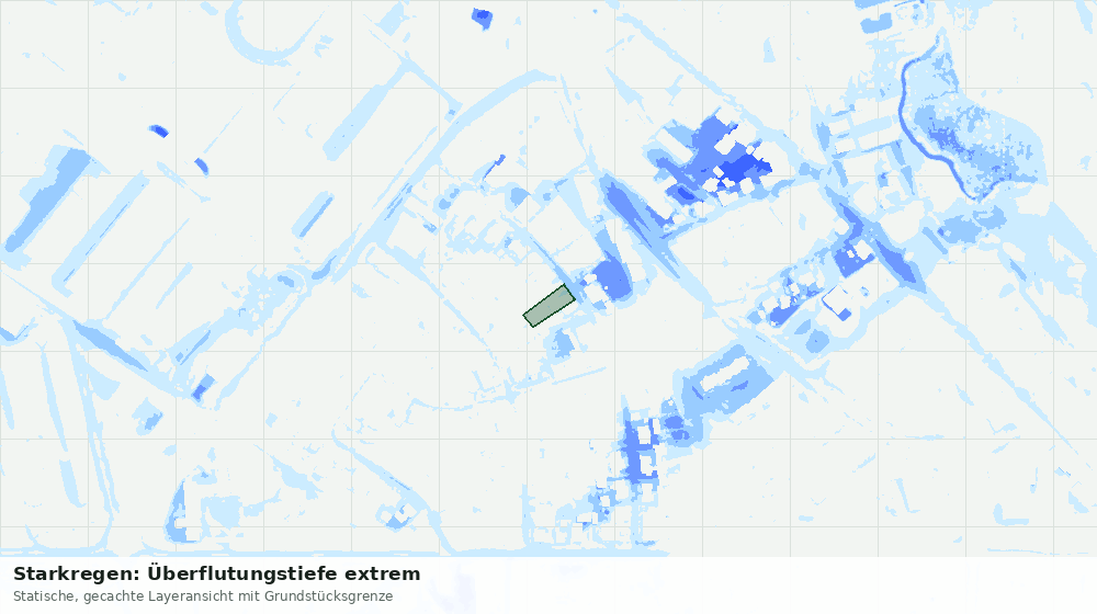 Statische Kartenansicht: Starkregen: Überflutungstiefe extrem