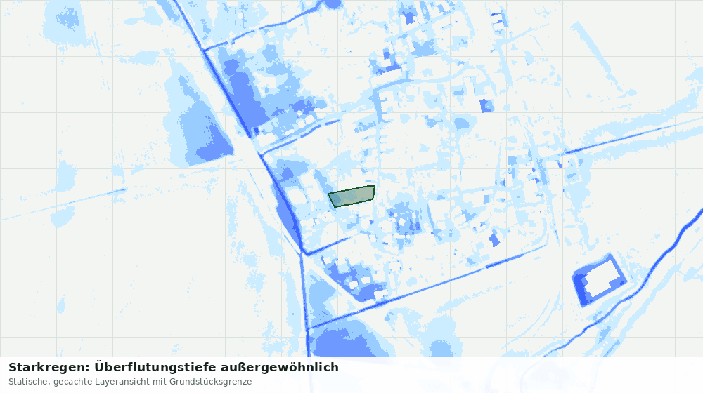 Statische Kartenansicht: Starkregen: Überflutungstiefe außergewöhnlich
